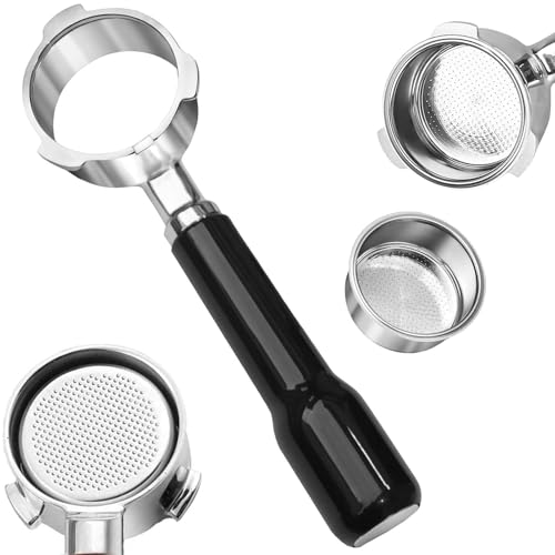 Patravious 51mm Bottomless Portafilter, 3-Ear 304 Stainless Steel，Bottomless Portafilter for CASABREWS 3700/CM5418, Mr. Coffee and Gevi Espresso Machines (248 precision holes Detachable Handle-Black）