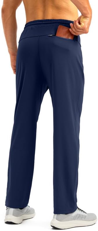 Pudolla Men's Athletic Pants with Zipper Pockets Stretch Workout Sweatpants Lightweight Running Joggers for Men - Image 2