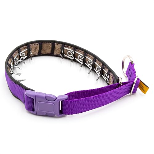 Keeper Collar Hidden Prong with Snap – Adjustable Hidden Pinch Collar, Heavy Duty Chrome, 200 lb Clasp, Made in America (17, Purple)
