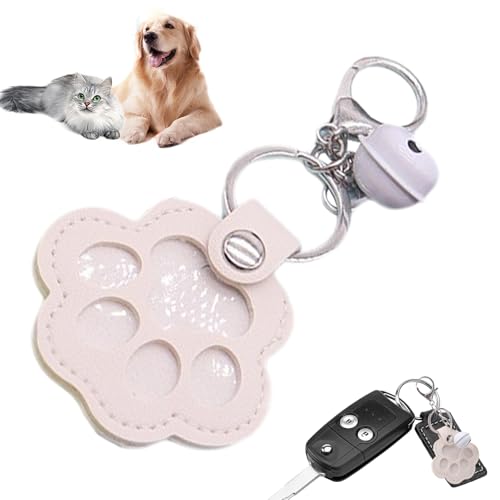 Kustimantu - Llavero de recogedor de pelo de perro, llavero de almacenamiento de felpa, animal en forma de pata de gato, colgante lindo con campanilla para adultos amantes de los animales, Se