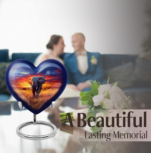 Image of Elephant Urn Keepsake Funeral Urn for Human Male & Female 1 Large & 1 Small | Large Cremation Urns, Memorial Urns