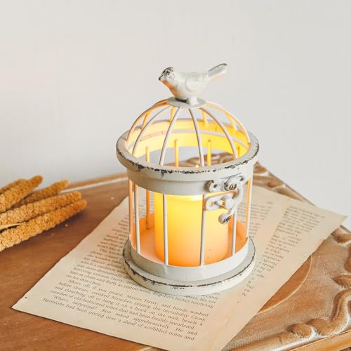 Synovana Bird Cage Shaped Metal Tea Light Candle Holder Farmhouse Decorative Candle Holder Vintage Tea Light Holder For Home Table Centerpiece Decoration thumb #1