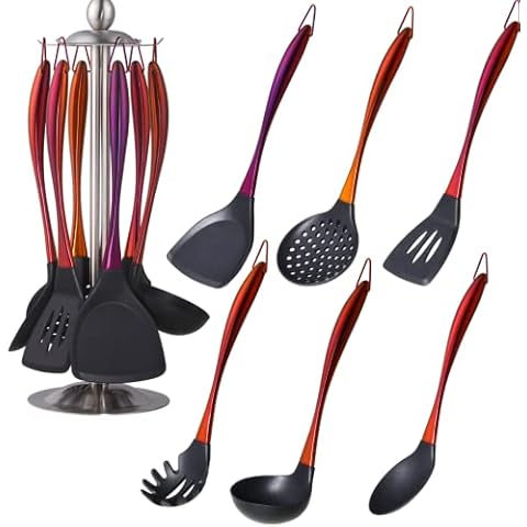 QOBIMOON 7-Piece Silicone Cooking Utensil Set Cover