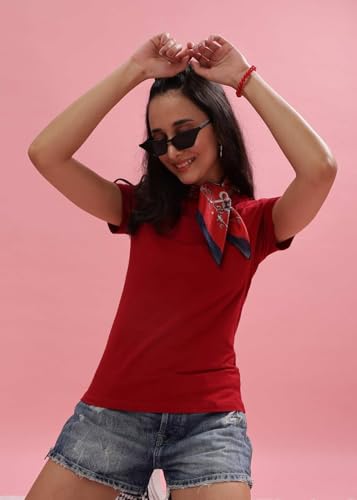 Image of Dollar Women's Solid Stretchable Cotton Round Neck Tshirt