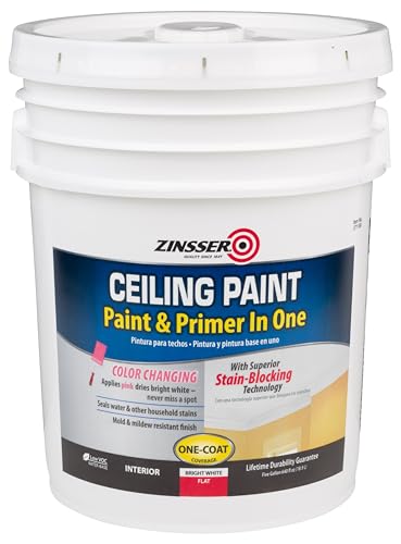 Zinsser 271159 Ceiling Paint & Primer in One, 5 Gallon, Flat Bright White