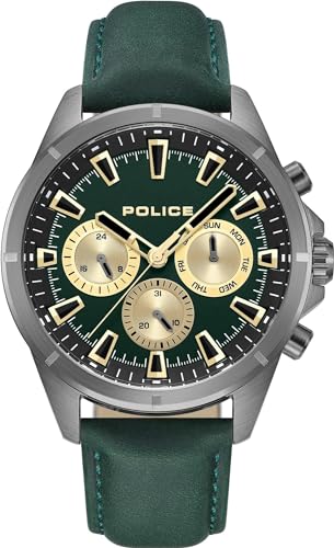 Preisvergleich Produktbild Police Herren Analog Quarz Uhr mit Leder Armband PEWJF0005801