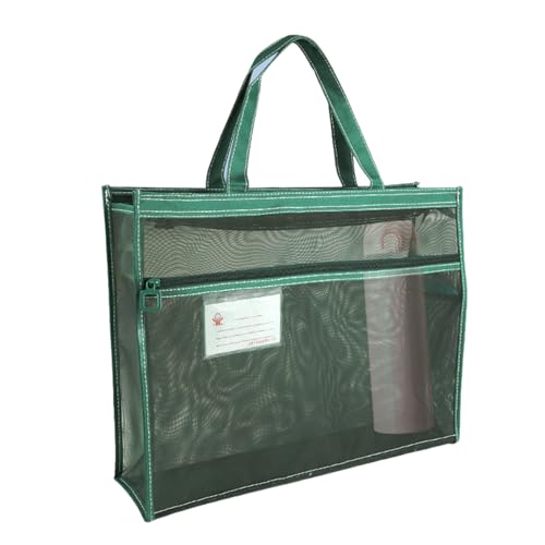 Mesh Art Supply Bag - 17 x 13 x 4,4 pulgadas organizador de archivos transparente con asa | Carpeta de almacenamiento A3 para obras de arte, de transporte con cremallera para carteles, álbumes