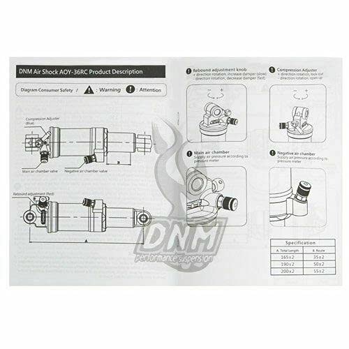 DNM AOY-36RC Mountain Bike Air Rear Shock with Lockout 165x35mm 4-System, Gold, ST1475-T