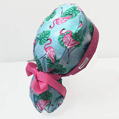 Ponytail Scrub Cap Flamingo Time Scrub Hat Scrub Caps for Women