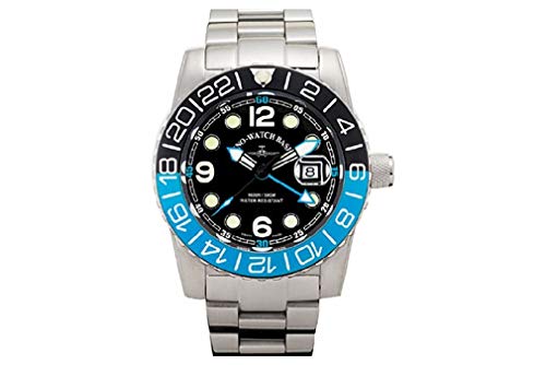 Zeno Watch Basel Reloj para Hombre Analógico Cuarzo con Brazalete Acero Inoxidable 6349Q-GMT-a1-4M
