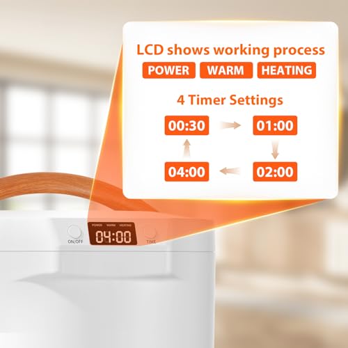 Image of Towel Warmer, 20L Large Towel Warmers for Bathroom, Towel Bucket Fits Up Two 40 inchX70 inch Oversized Towels, Bathrobes, Blankets, Towel Heater with LCD, 4 Timer Setting and Auto Shut Off(White)