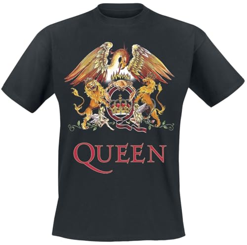 Queen Crest Vintage Uomo T-Shirt Nero L 100% Cotone Regular