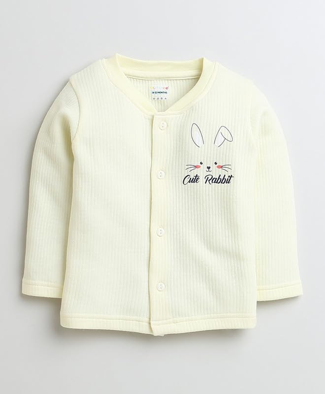 BUMZEE Yellow & Mauve Girls Full Sleeves Cotton Thermal Jablas Pack of 2 Age - 0-3 Months (Peb9621B-ylw.muv) 2