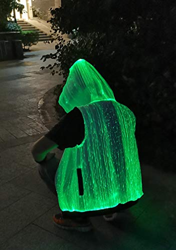 Men's LED Light up Pullover Hoodies Full Zip Hooded Sleeveless Tank Top-Multicolor,App Control,Smart Wear 7