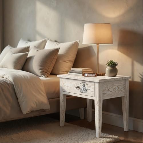 Image of Sheesham Wood Allure Bedside Table for Bedroom & Living Room | Solid Wood Nightstand with Storage Drawer and Open Shelf | Modern End Table