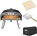Mimiuo Four à pizza d'extérieur à gaz avec régulateur de gaz britannique, four G-Oven classique portable avec revêtement noir, pierre à pizza et pelle à pizza de 30,5 x 35,6 cm avec poignée en bois