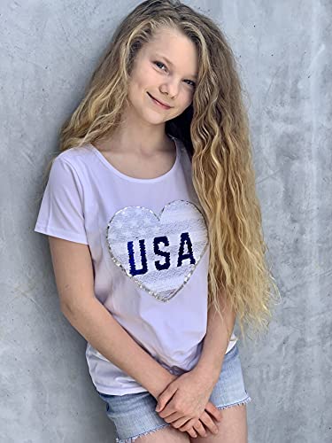 Image of 4th of July Shirts for Girls Patriotic American Flag Kids Clothing