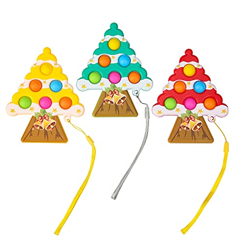 TOMOIN 3 Pcs Christmas Pop Fidget Toys Set,Christmas Tree Pop Bubble Autism ADHD Stress Reliever Silicone Squeeze Pop Toy,Push Pop Bubble Fidget Sensory Toy for Kid Adult