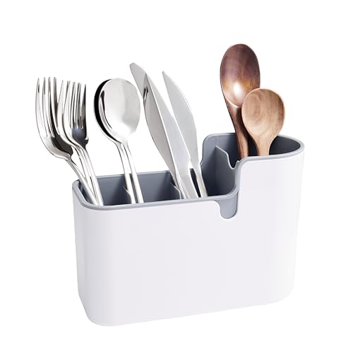 Amazon Basics Countertop & Wall Organization for Utensils, White & Grey