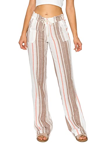 Cali1850 Women's Print Linen Pants - 32