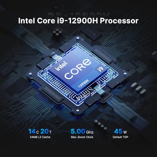 Image of BOSGAME P2 Plus Mini PC, 12th Intel i7-12700H (up to 4.7GHz), 32GB DDR5 512GB PCIe SSD Mini Computers with HDMI+DP+USB4 Support Wi-Fi6E BT5.2, Dual LAN Mini PC