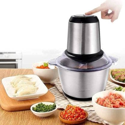 GaxQuly Stainless Steel Electric Meat Grinders with Bowl 220 W Heavy for Kitchen Food Chopper, Meat, Vegetables, Onion , Garlic Slicer Dicer, Fruit & Nuts Blender