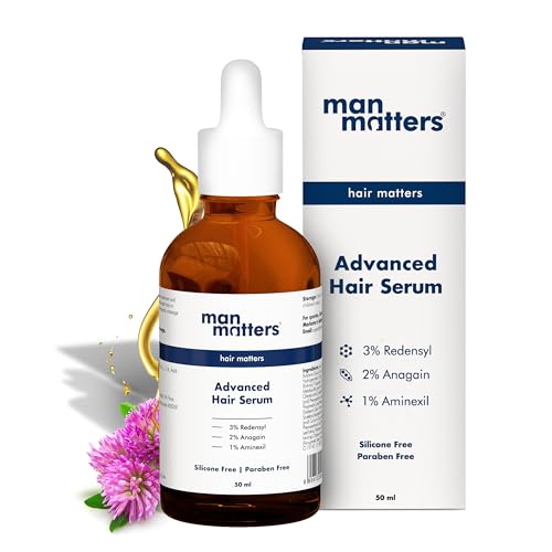 Image of Man Matters Advanced Hair Growth Serum | With 23% Actives | Redensyl, Anagain, Aminexil, Rosemary Oil | Promotes Hair Growth, Increases Hair Density & Thickens Hair | Paraben & Sulfate Free | 50ml