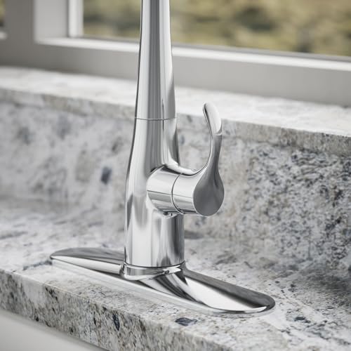 Image of KOHLER 596-CP Simplice Kitchen Sink Faucets with Pull Down Sprayer, 3-Spray Design, Polished Chrome Kitchen Faucets, High Arch