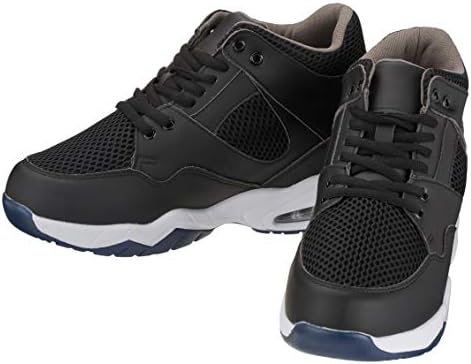 CALTO Men's Invisible Height Increasing Elevator Trainer Shoes - Black Leather/Mesh Lace-up Lightweight Trainers Sneakers - 3.4 Inches Taller - H329082 - Size 10 D(M) US | Image 3