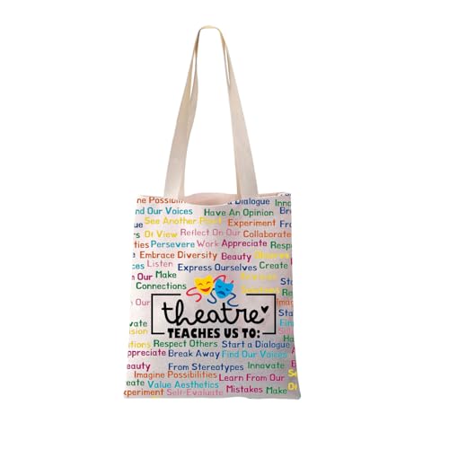 JYTAPP Drama Theater Gift Theatre Life Gift Theatre Teaches Us Canvas Tote Bag Musical Lover Gift Theatre Actor Actress Gift