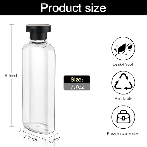 Travel Shampoo and Conditioner Bottles 7.7oz 3 Pack Leak Proof Squeeze Bottles with Flip Cap Refillable Containers Plastic Travel Toiletry Bottles for Lotion Shampoo Conditioner2