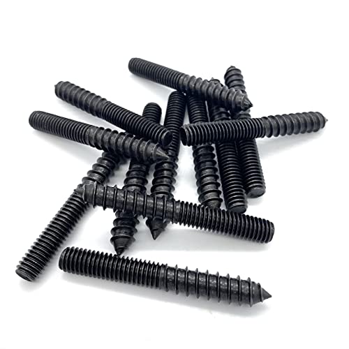 Image of 12 Pack 3 /8-16 x 3 Inch Black Hanger Bolts 3 /8-16 inch Double Headed Bolts 3 /8 Wood Dowel Screw Self-Tapping Screw Hanger Bolts for Furniture Double Head Threaded Rods Bolt 75mm Length