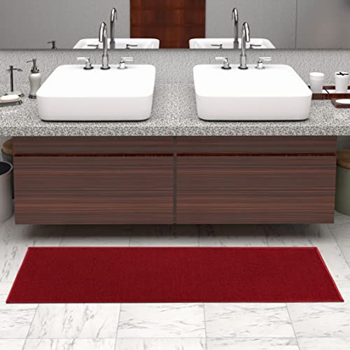 Sweet Home Stores Sh Collection Solid Rubberback Indoor Runner Rug, 20" X 59", Red #TOP6
