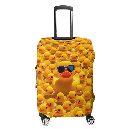 Yellow Ducky With Sunglasses Luggage Cover, Washable Elastic Suitcase Cover Protector Fit 18-32 Inch Luggage4