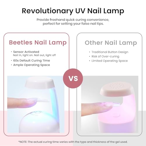 Image of Beetles Gel Nail Kit Long Coffin, with Dehydrator and Primer, 576Pcs Half Matte Etch-X Gel Nail Tips Solid Nail Glue Mini Lamp Acrylic Tips Easy DIY Extension Set Gift for Women