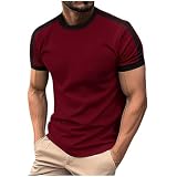 Camiseta de manga corta para hombre, camiseta moderna de cuello redondo, camiseta deportiva de verano, camiseta ligera de color bloque de color, camiseta deportiva, camiseta de verano, camiseta