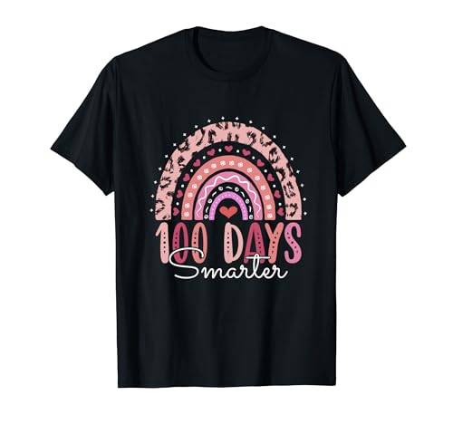 100 días más inteligente Rainbow Leopard Teacher School 100th Day Camiseta