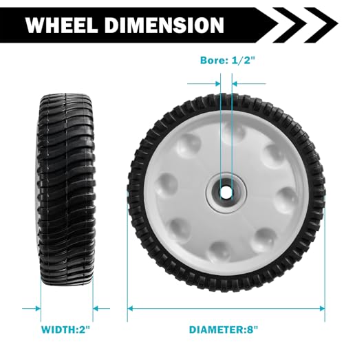 Sutmorly 734-04018 Front Drive Wheels Fit for Troy Bilt TB240 Mower- 8" Lawn Mower Wheels Tires for Troy Bilt Tuff Cut 210 230 Craftsman MTD Self Propelled Mower 12AV569Q597, Set of 2