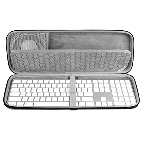 Geekria Keyboard Carrying Case, Hard Shell Protective Travel Bag. Compatible with Apple Magic Keyboard with Numeric Keypad and Apple Magic Mouse Combo Case. (Light Grey)