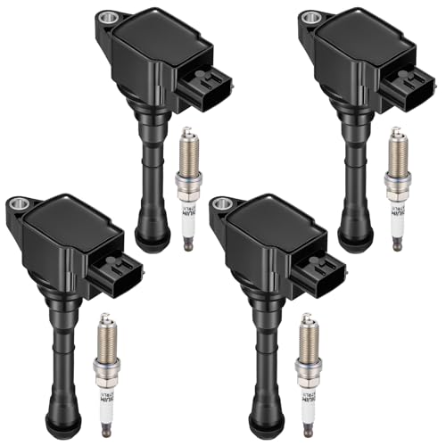 Image of 4-Pack UF659 Ignition Coils & 91215 Spark Plugs Kit Compatible with Nissan Juke 2011-2017, 1.6L L4 - Replaces 224481KC0A GN10614 C1807 DILKAR7C9H 224011KC1C