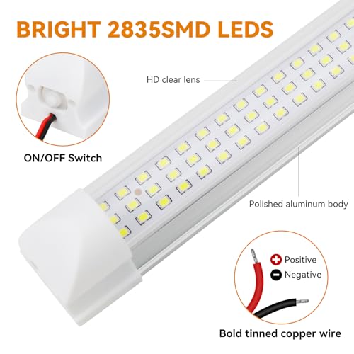 Image of RVZONE 12v LED Interior Light Bar | 108LEDs 1600LM 6W DC 12 Volt led Strip Lights Enclosed Trailer Lights Fixture for Camper Truck Van RV Trailer Cargo Cabient Lights Fixture Motorhome Lorry (4Pack)