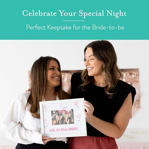 Image of Kate & Milo Bachelorette Signature Frame, Guest Book Alternative for Bachelorette Party, Bride-To-Be Keepsake Photo Frame with Lipstick Signatures, 4x6 Picture Display, White