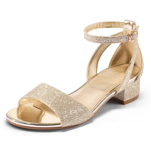 Image of K KomForme Girls Chunky Heel Ankle Strap Open Toe Dress Sandals