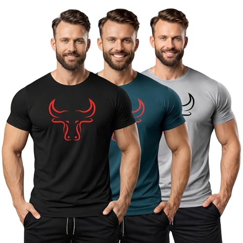 Image of 3Colours RGB Active Fit T-Shirt - Lightweight Polyester Sportswear-Bull