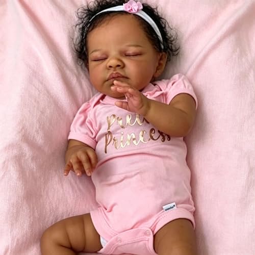 Muñeca Reborn Bebé Birracial Negra 48 cm Realista miniatura 4