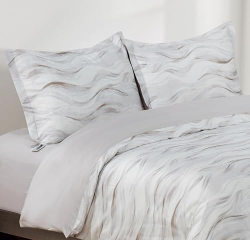 Majestic Giftware Madison Linen 4 Pcs Full Size Duvet Bedding Set (BL511-F-4pcs) Woven Woods 300 TC 100% Cotton Sateen | 1 Fitted Sheet, 1 Duvet, 2 Pillowcases - Lux Collection