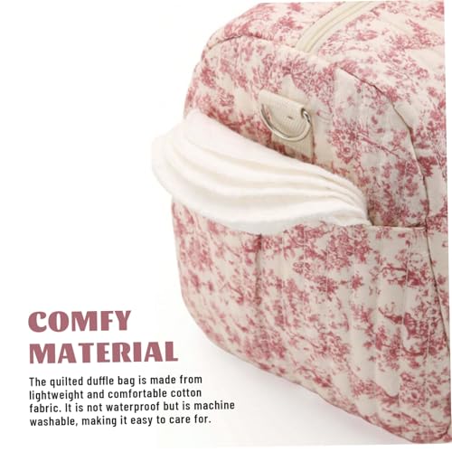 Duffle Bag, 18x8.7x11" Portable Soft Floral Patterned Travel Bag with Strap for Outdoor Travel Women Girls, Bags, Duffle Bags3