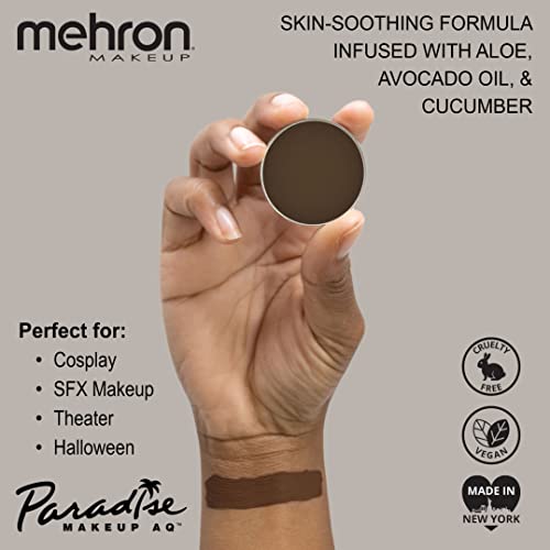 Image of Mehron Makeup Paradise Makeup AQ Refill Size | Stage & Screen Performance, Face & Body Painting, Beauty, Cosplay, and Halloween | Water Activated Face Paint, Body Paint .25 oz (7 ml) (DARK BROWN)