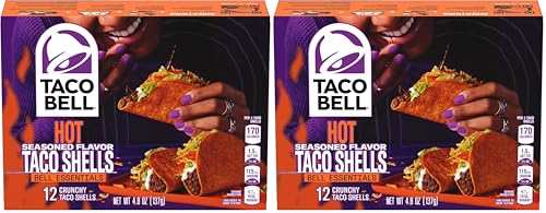 Taco Bell Hot Crunchy Seasoned Flavor Taco Shells, 12 ct Box (Pack of 2)
