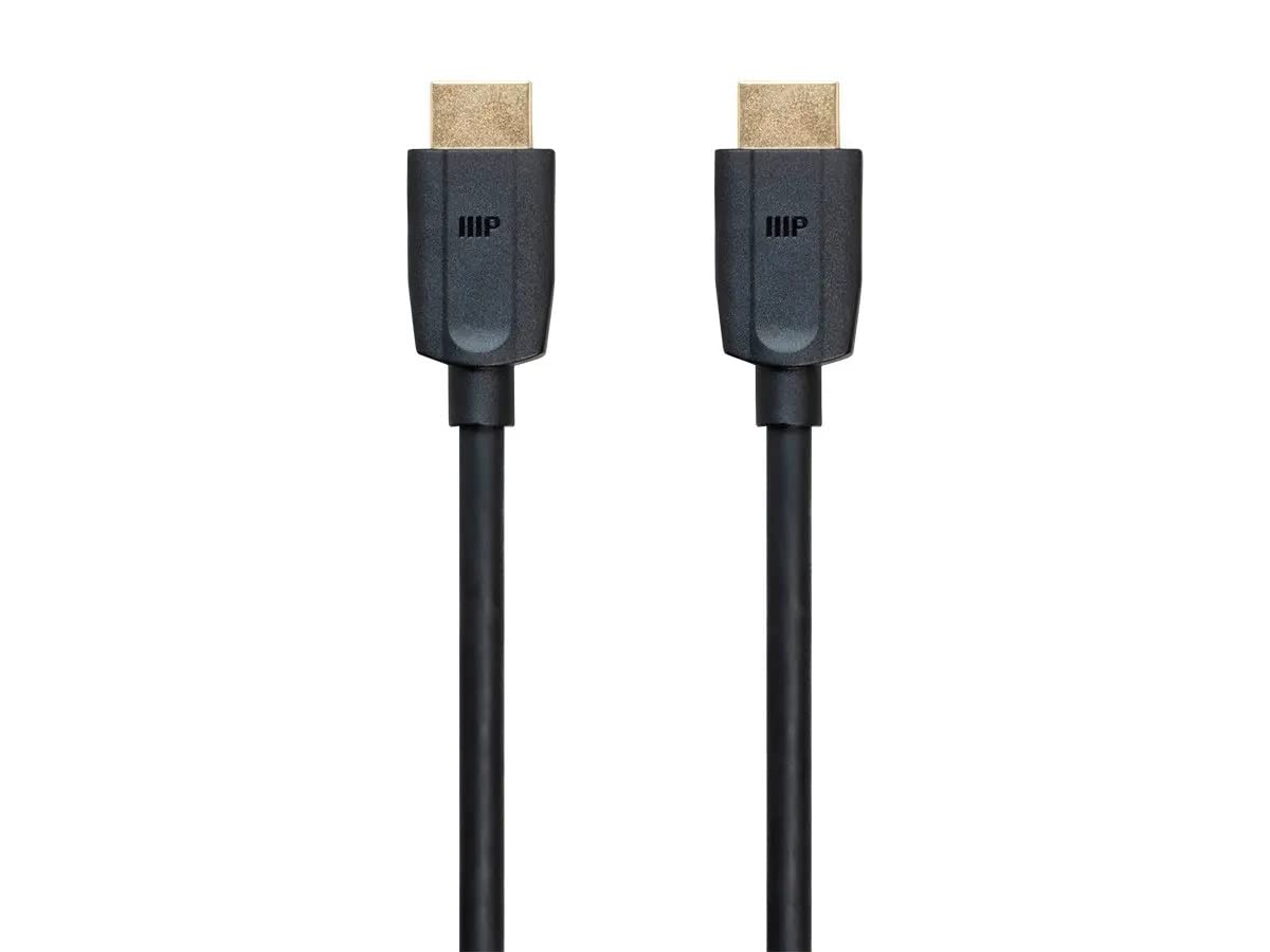 Monoprice 8K Ultra High Speed HDMI Cable - HDMI 2.1, 8K@60Hz, 4K@120Hz, 48Gbps, HDR, VRR, 10ft, No Logo, Black (Pack of 5)